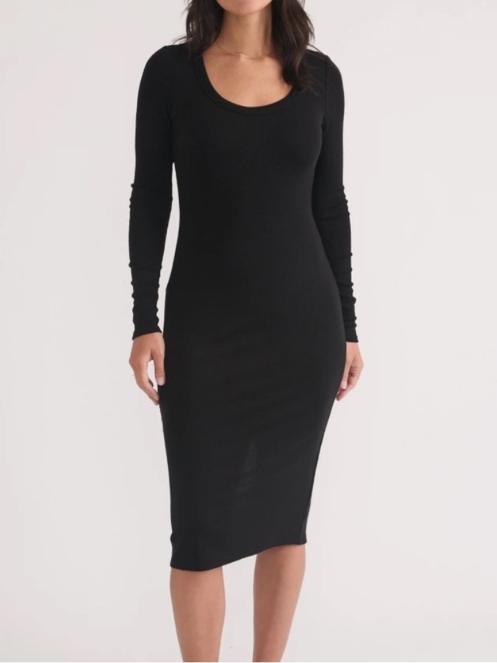 Marine Layer Lexi Midi Long Sleeve Ribbed Dress Sz S